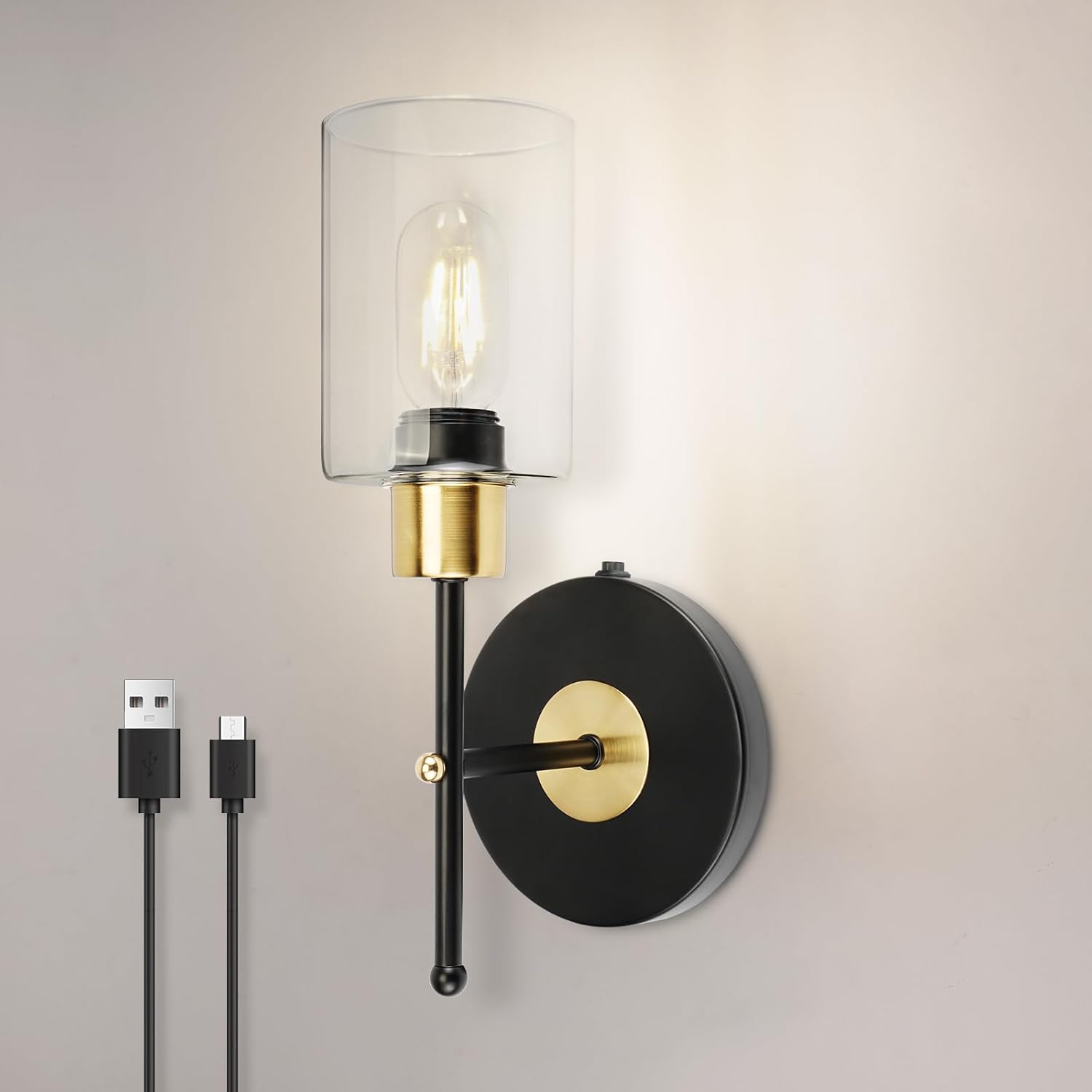 HYMELA C01 Battery Operated Wall Sconce No Wired, Rechargeable Wall