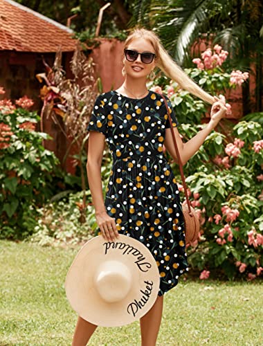 Image of Simier Fariry Womens Summer Modest Work Casual Midi Knee Dress Pocket Short Sleeve Teacher Outfits Spring Travel Clothes