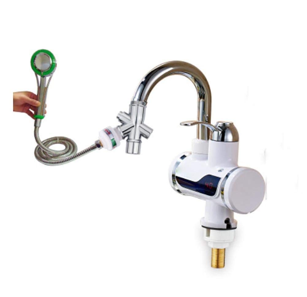 FAXIOAWA Grifo de Agua Caliente instantáneo Cocina para Ducha Calentador de Agua eléctrico de Calentamiento rápido Calentador de Agua portátil instantáneo, B