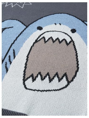 Men's Cute Shark Graphic Sweater Crew Neck Long Sleeve Pullovers Knit Top Streetwear3