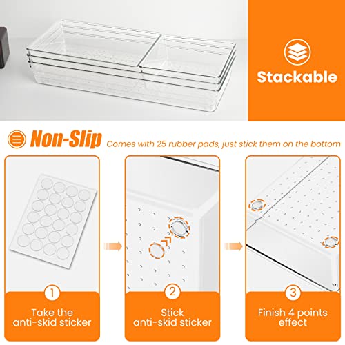 Criusia 6 Pcs Large Size Clear Drawer Organizer Set thumb #2