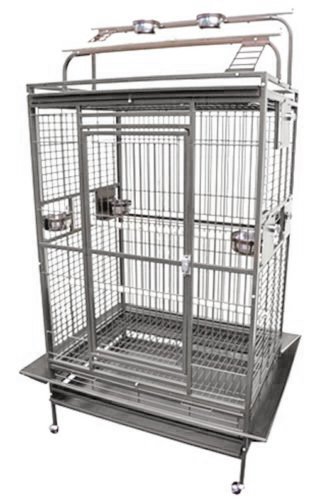 King's Cages 8003628 Play Pen Bird Cage - 36" W x 28" D x 71" H Parrot CAGE Bird Cages Toy Toys Parakeet Canary Cockatiel Lorie (Grey/Silver)