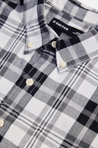 Image of SNITCH Men Casual Plus Size Shirt | Regular Fit Long Sleeve Spread Collar Plaid Pattern | 100% Cotton & Breathable Dobby Fabric for Casual Office Wear & Stylish Everyday Use