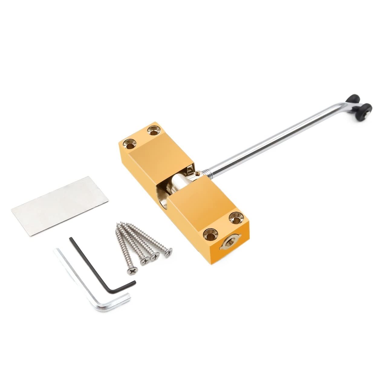 Lkfjnhepf Gold Door Closer 40Kg Automatic Spring Door Closer Stainless Steel Adjustable Closing Silver Device Black Hardware(Gold)