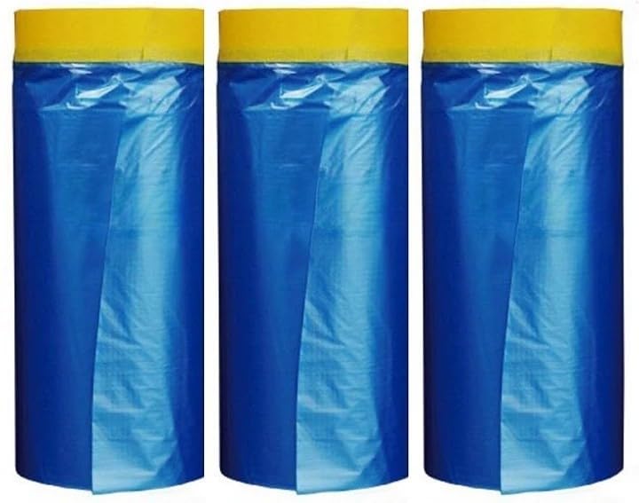 Automotive Masking Tape and Plastic Sheeting - Multi Size Pack - No Residue Painters Drop Cloth...