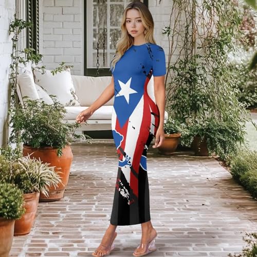 Image of Womens Short Sleeve Jamaican Flag Midi Bodycon Dress