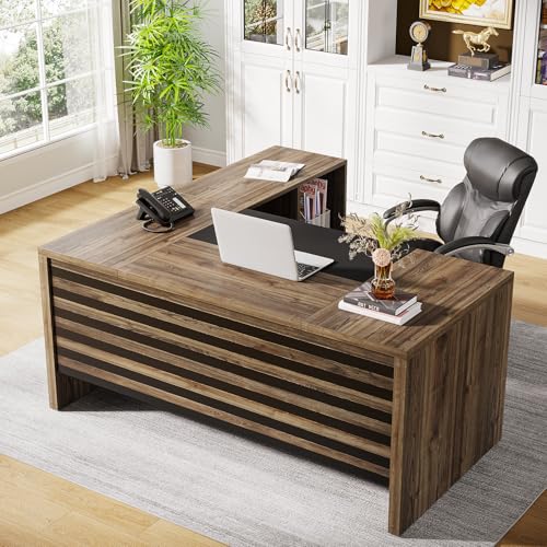 Image of Tribesigns 62.2 inch L-Shaped Executive Desk with Mobile File Cabinet