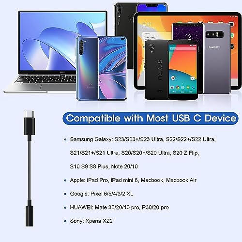 Image of Samsung USB Type C to 3.5Mm Headphone Jack, Upgrade 32Bit Hi-Fi Sound USB Type C to Audio Adapter Cable Compatible with Pixel 2 /2Xl /3 /3Xl /6 /6 Pro & Samsung S23 /S23 Ultra /S23+ /S22 Ultra S21 /S20