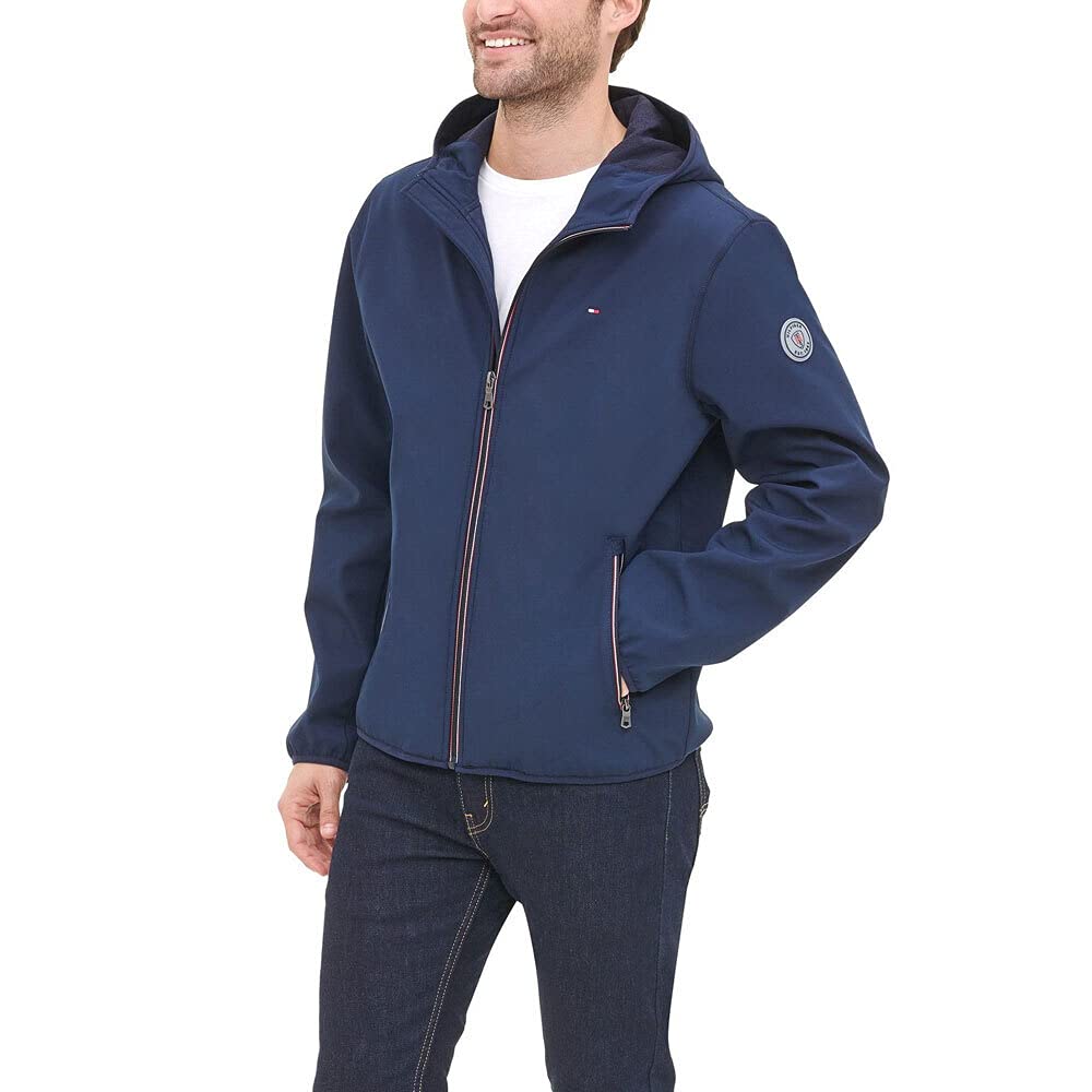 Tommy Hilfiger Adaptive Lightweight Water Resistant Breathable Hooded Performance Softshell Jacket Veste coupe-vent Homme