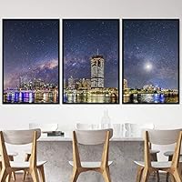 3 Piece Framed Canvas Wall Art City Illuminations Canvas Prints Home Artwork Decoration for Living Room,Bedroom - 16