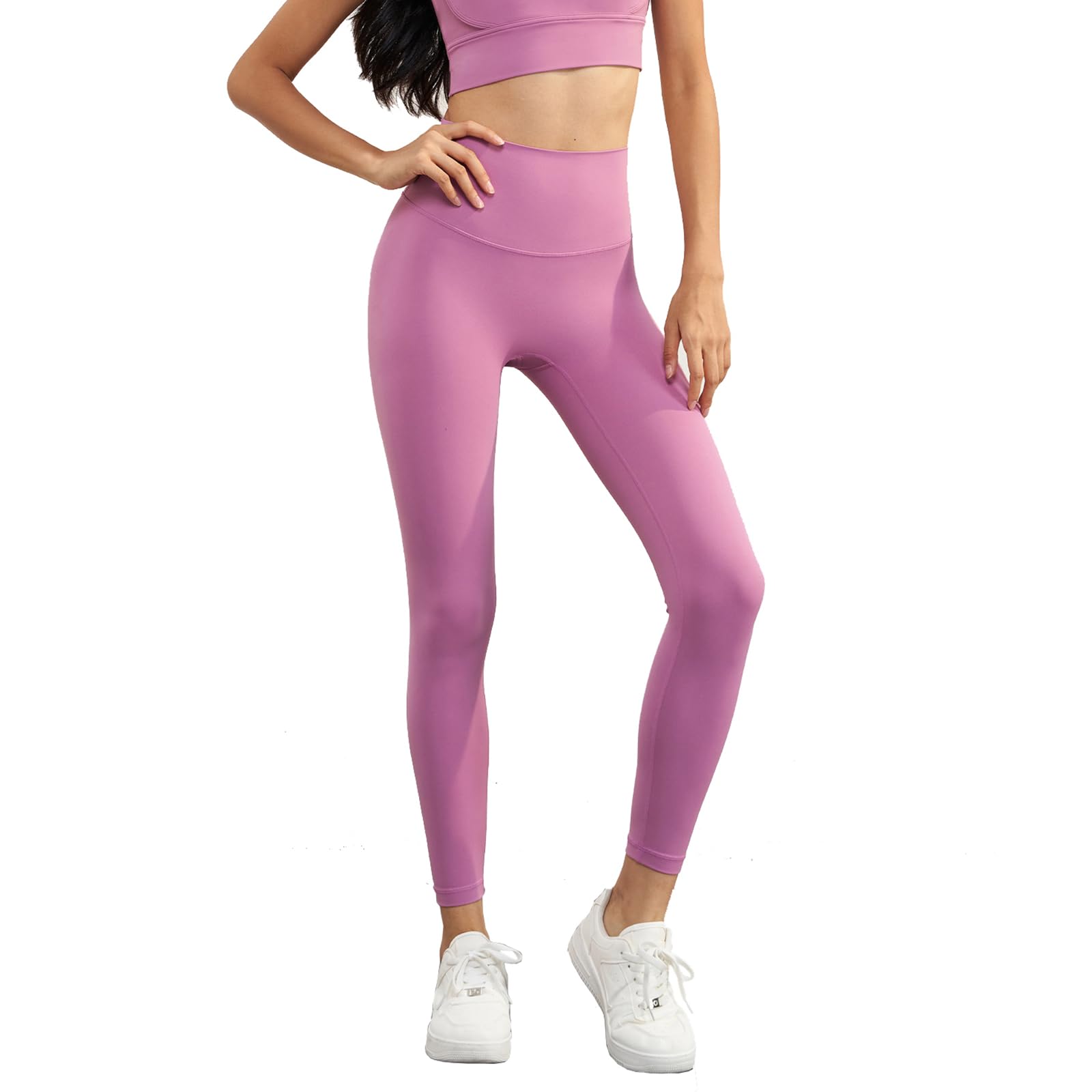 Onewus Leggings da yoga da donna senza linea sgradevole pantaloni sportivi fitness aderenti pesca vita alta pantaloni yoga