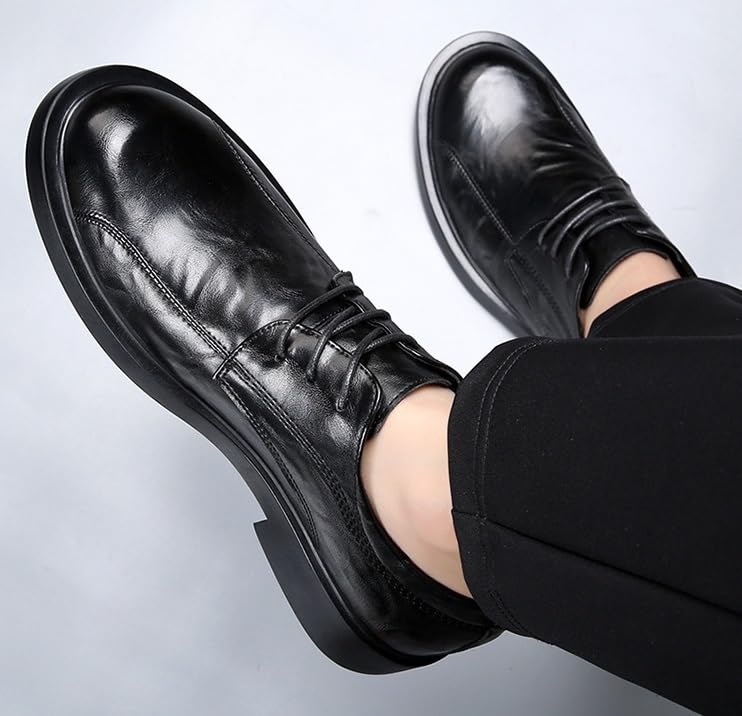 Men's Classic Leather Oxford Dress Shoes Fashion Casual Lace-Up Low Breathable Tuxedo Comfortable Round-Toe Shoes4