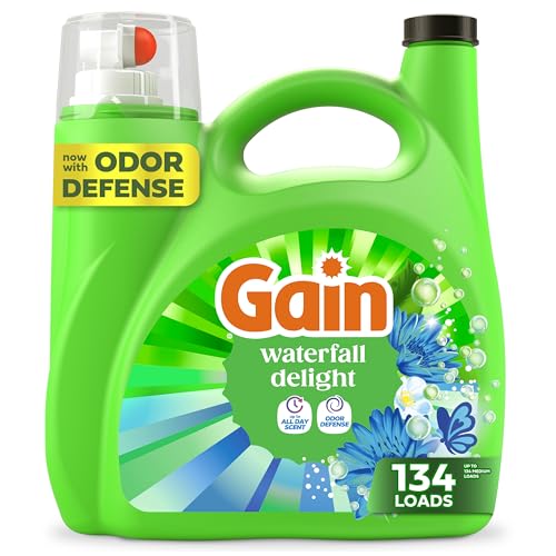 Gain Liquid Laundry Detergent with Odor Defense, Waterfall Delight Scent, Laundry Soap For HE...