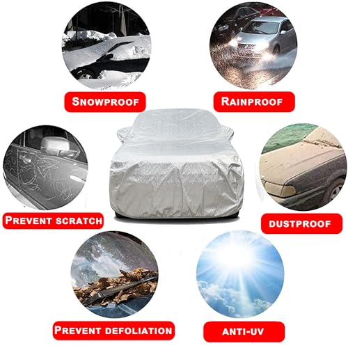 Image of Auto Hub Car Cover Compatible with Tata Sierra with Mirror Pocket, Soft Cotton Lining, Sierra Car Cover Waterproof - Metallic Silver