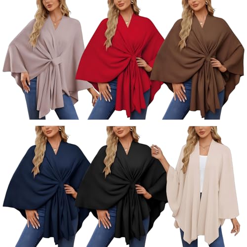 Consolidateh Sweater，Elegant Ladies' Solid Color Soft Shawl, Outerwear Cloak Top (17 colors),Suitable for Home and Office4