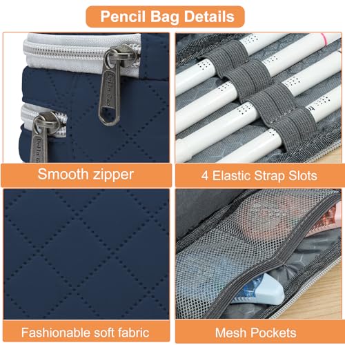 Image of Della Gao Large Pencil Case, Big Capacity Pencil Pouch with 3 Compartments, Office Pencil Bag with Zipper, Big Pen Case for Adults (01-3SLLG)
