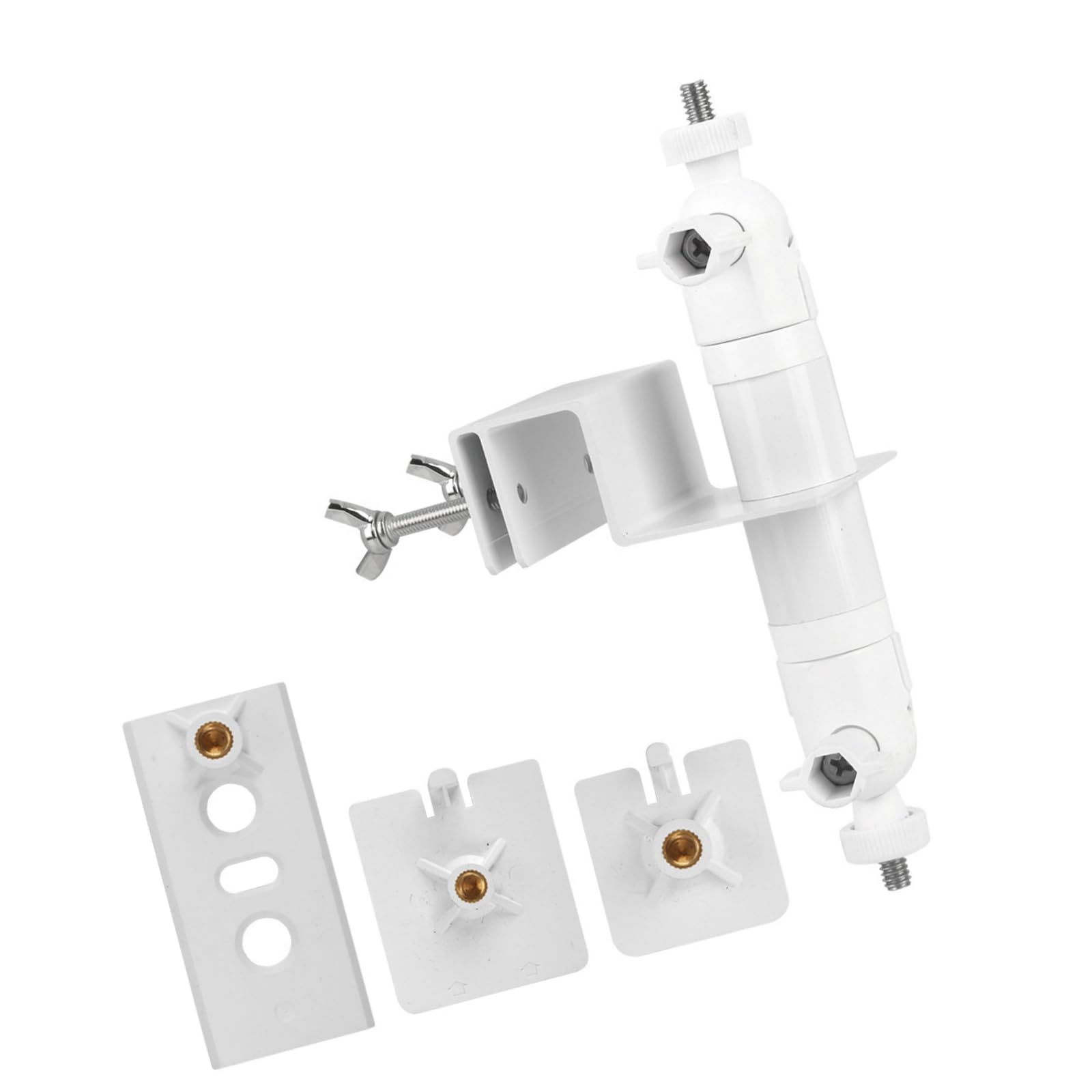 Uqezagpa White 3 Rotatable Weatherproof Camera Mount For Gutters, Stainless Steel Adjustable Bracket With Quick Installation Design Adjustable Gutter Mount Bracket For Outdoor Security Camera Multiple Angled