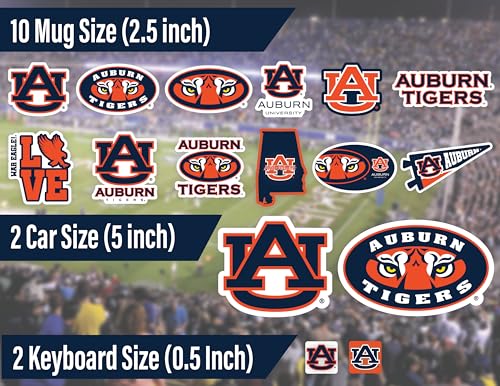 Image of Auburn Tigers Stickers & Decals for Car, Laptop & Phone 14 Pcs