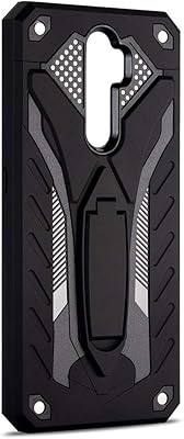 TANYO Cover per Oppo Reno 2, PC+TPU Rugged Armor Armatura Difficile Copertura Antiurto, Robusto Militare Custodia Protettiva con Cavalletto, Nero