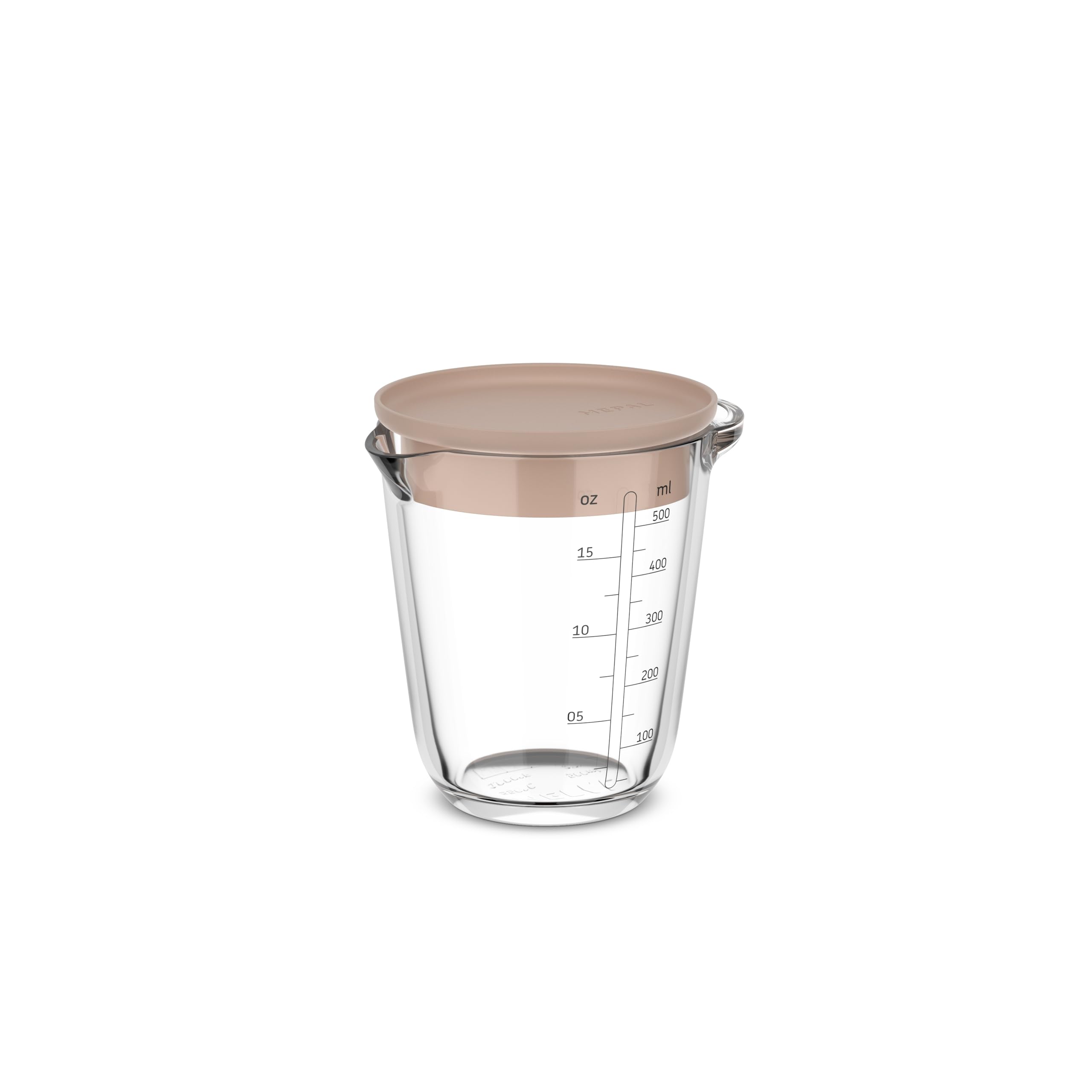 Mepal - Glass Measuring Jug with Lid Chef it - Easy-to-read engraved Scale - Microwave & Oven Safe (Without Lid) - Dishwasher Safe - 500 ml - Chalk