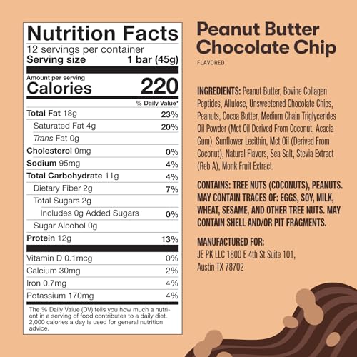 Perfect Keto Collagen Protein Bar, Gluten Free Grass Fed Collagen + Mct Oil, Low Carb, No Sugar Added, High Protein Snacks, Keto Diet Foods thumb #4