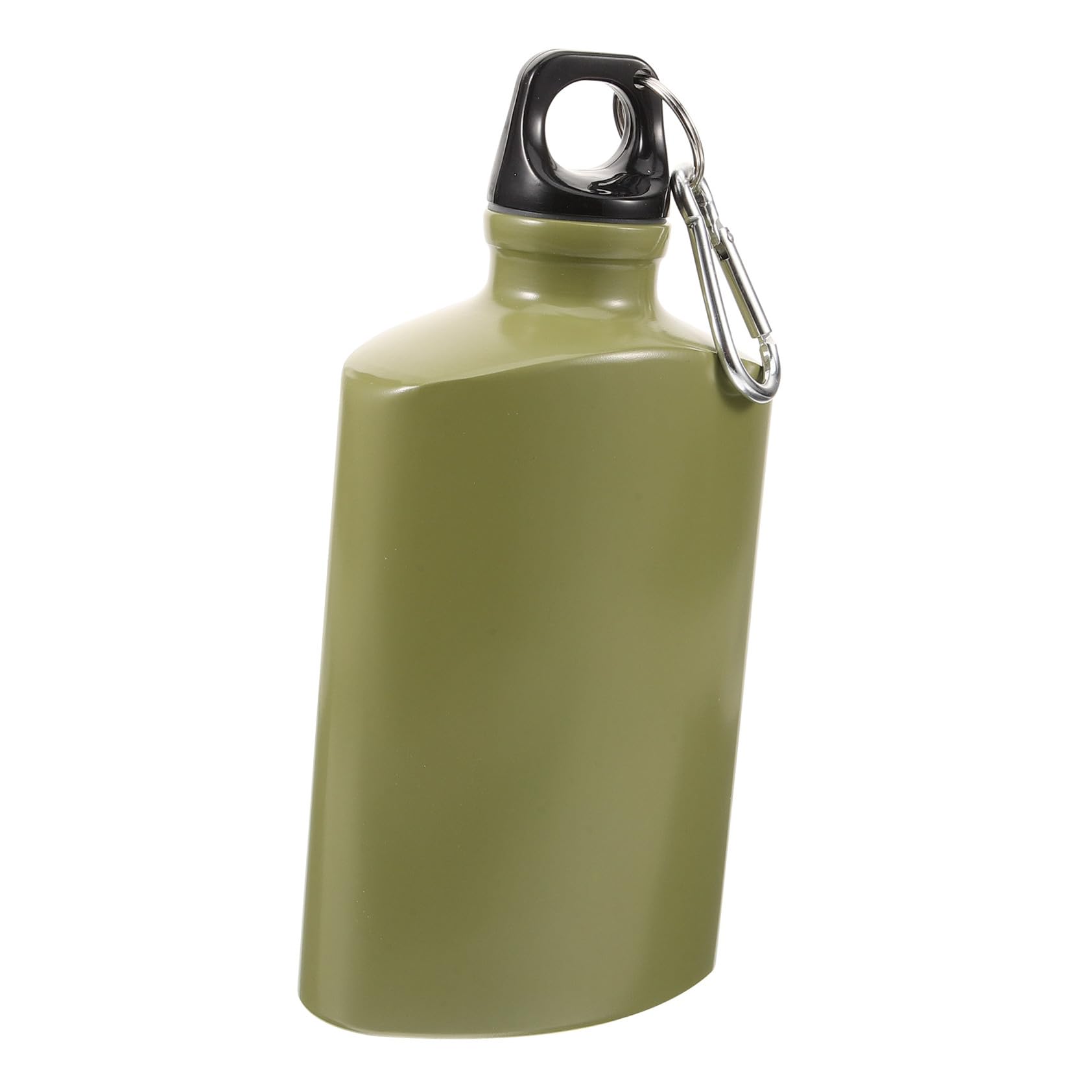 Healeved Wear-resistant Military Canteen 500ml Flat Aluminum Alloy Water Bottle for Camping and Hiking, Portable Compact Size Design with Hook, Long-lasting and Easy to Take and Store
