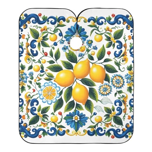 Hezely Lemon Print Hair Dye Cape, Barber Cape for Adults,Waterproof Salon Cape,Waterproof Hairdressing Styling Hair Cutting, 65