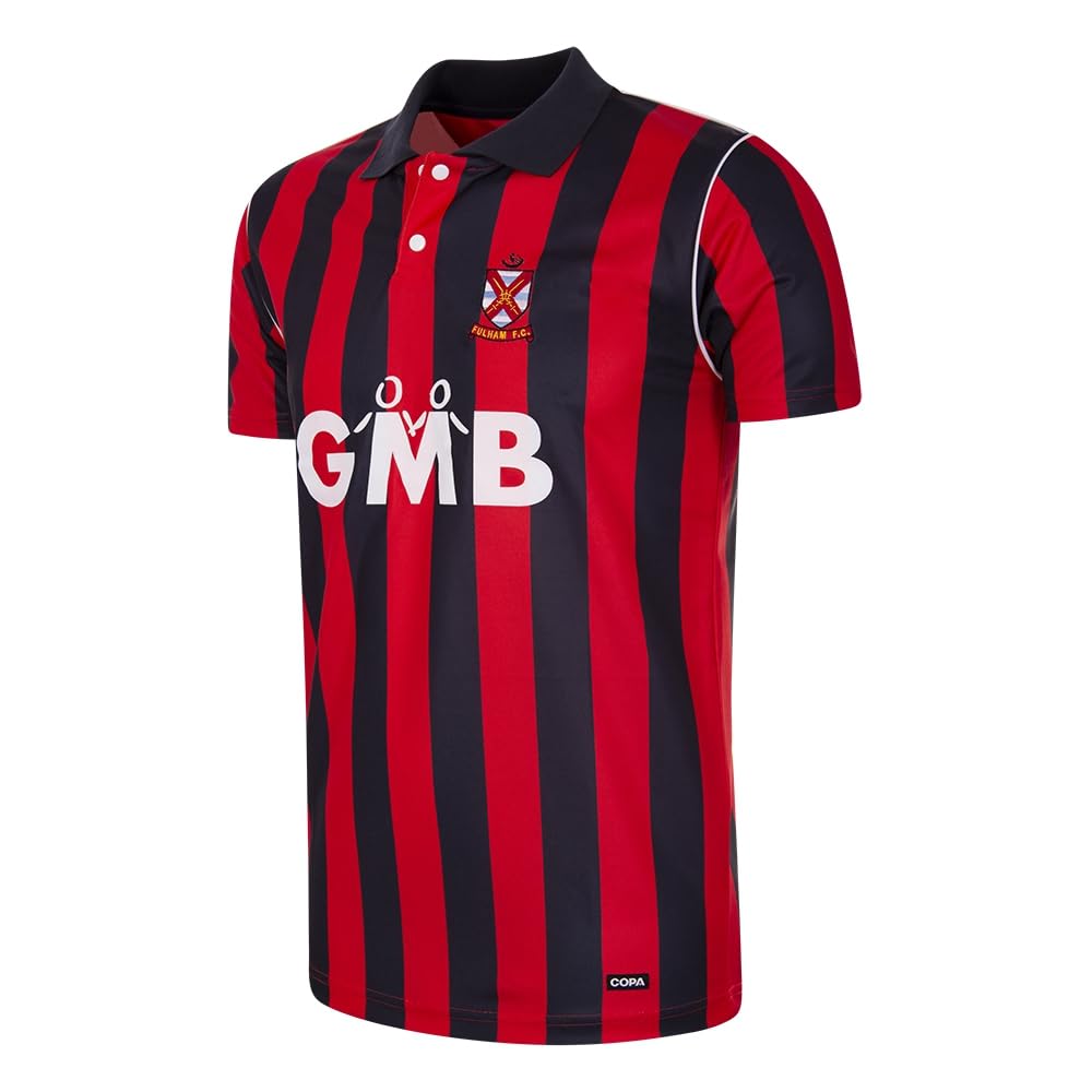 COPA - Maglia da Trasferta retrò - Calcio - Uomo - Fulham FC 1993/94 - Rosso/Nero - 100% Poliestere