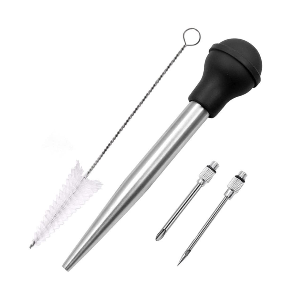 KICHOUSE 4pc Turkey Grill Sauce Injector Set Meat Injector Large Brush Flavor for Chicken Pork Beef Turkey