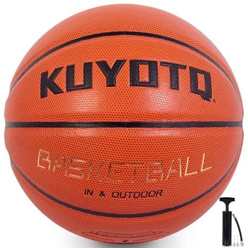 KUYOTQ Size 5 Composite Leather Basketball 27.5' for Youth/Kids Wear Resistant Basketball Perfect for Boys, Girls for Game and Training(with Pump+Neddles)
