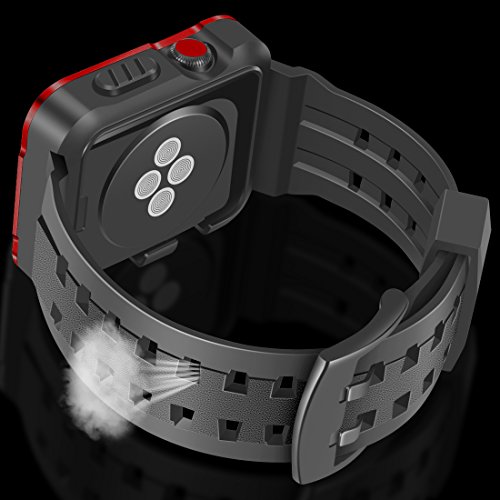 Iiteeology Compatible With Apple Watch Band 42Mm, Men Metal Rugged Apple Watch Case With Sports Breathable Iwatch Bands For Apple Watch 42Mm Series 3 Series 2 Series 1-Red #TOP5