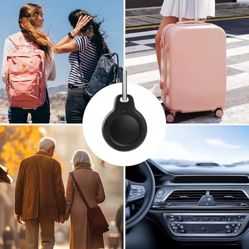 LETREEN Air Tag Anhänger - 2er Pack wasserdichte Air Tag Hülle mit Schlüsselanhänger für Apple Air Tag - Schwarz