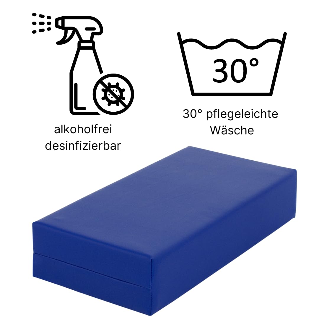 ATC Handels GmbH Stufen-Lagerungskissen 50 x 25 x 10cm aus qualitativem Ether-Schaum mit Kunstlederbezug, verstecktem Reißverschluss und Flächendesinfektionsmittel-Reinigungsmöglichkeit (schwarz)