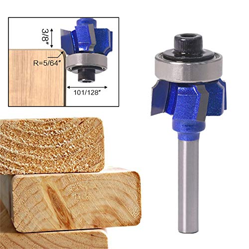 Yakamoz 4 Teeth R2 Round-Over Router Bit Corner Rounding Curved Edge Forming Roundover Cutting Bit Woodworking Cutter Tool With 1/4 Inch Shank, 5/64" Radius #TOP2
