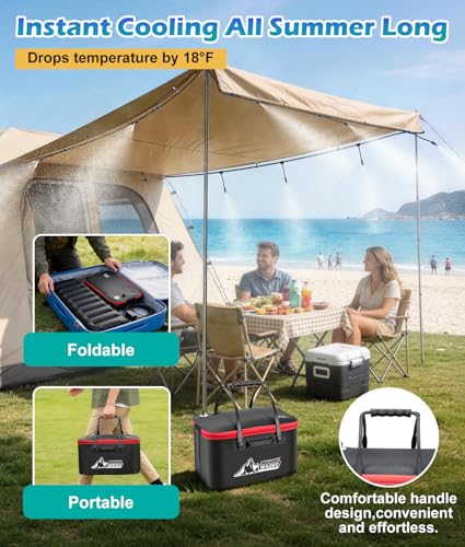 Image of Portable Misting Systems for Patio, Outdoor Water Cooling Misting Kit with 6000mAh Water Pump IPX8, DIY Misters for Outside Garden, Greenhouse, Fan, Umbrella, Canopy, Pasture, Camping(22L Bucket)