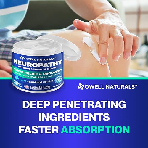 OWELL NATURALS Neuropathy Nerve Relief Cream 2 Fl Oz (Pack of 2) – Maximum Strength - Non Greasy, All Natural for Feet, Hands, Legs, Toes Discomfort Made in USA - Thumbnail 5
