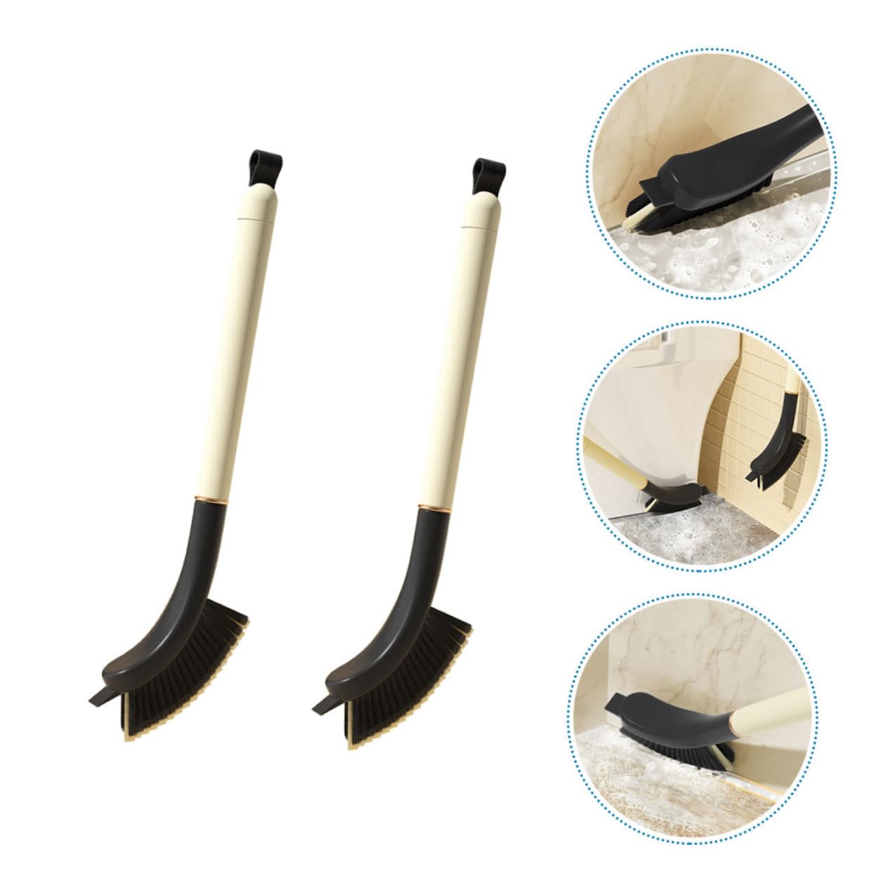 ERINGOGO Ergonomic Handle Crevice Brush 2 Pcs Set for Window Shower and Bathroom Cleaning