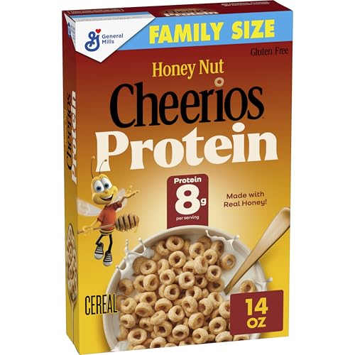 Honey Nut Cheerios Protein Cereal, 8g Protein, Gluten Free, Family Size, 14 oz
