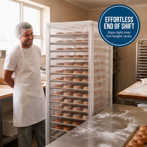 Image of FSE Disposable Commercial Grade Sheet Pan /Bun Pan Rack Covers, 20.25 inch W x 26 inch D x 69 inch H, Clear, 50 Count