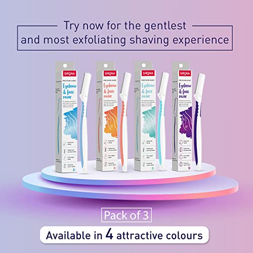Image of Sirona Reusable Face Razor for Women - 3 Razors (Violet)| Painless Facial Hair Removal | Eyebrow Shaper, Upper Lip, Forehead, Peach Fuzz, Chin, Sideburns & Dermaplaning Tool