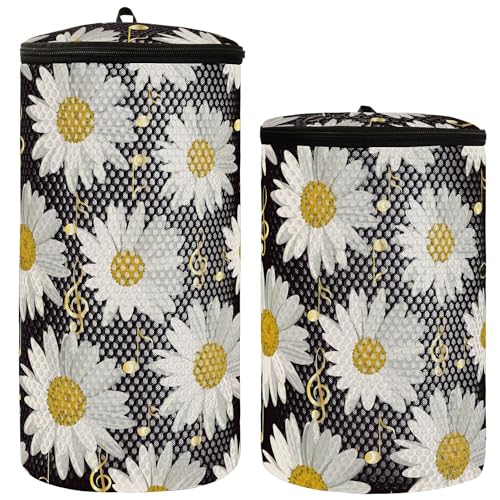 Sacchetti per scarpe per lavatrice Borsa per da ginnastica per Set di 2 sacchetti per da bucato per la pulizia delle per Oro Note musicali margherite