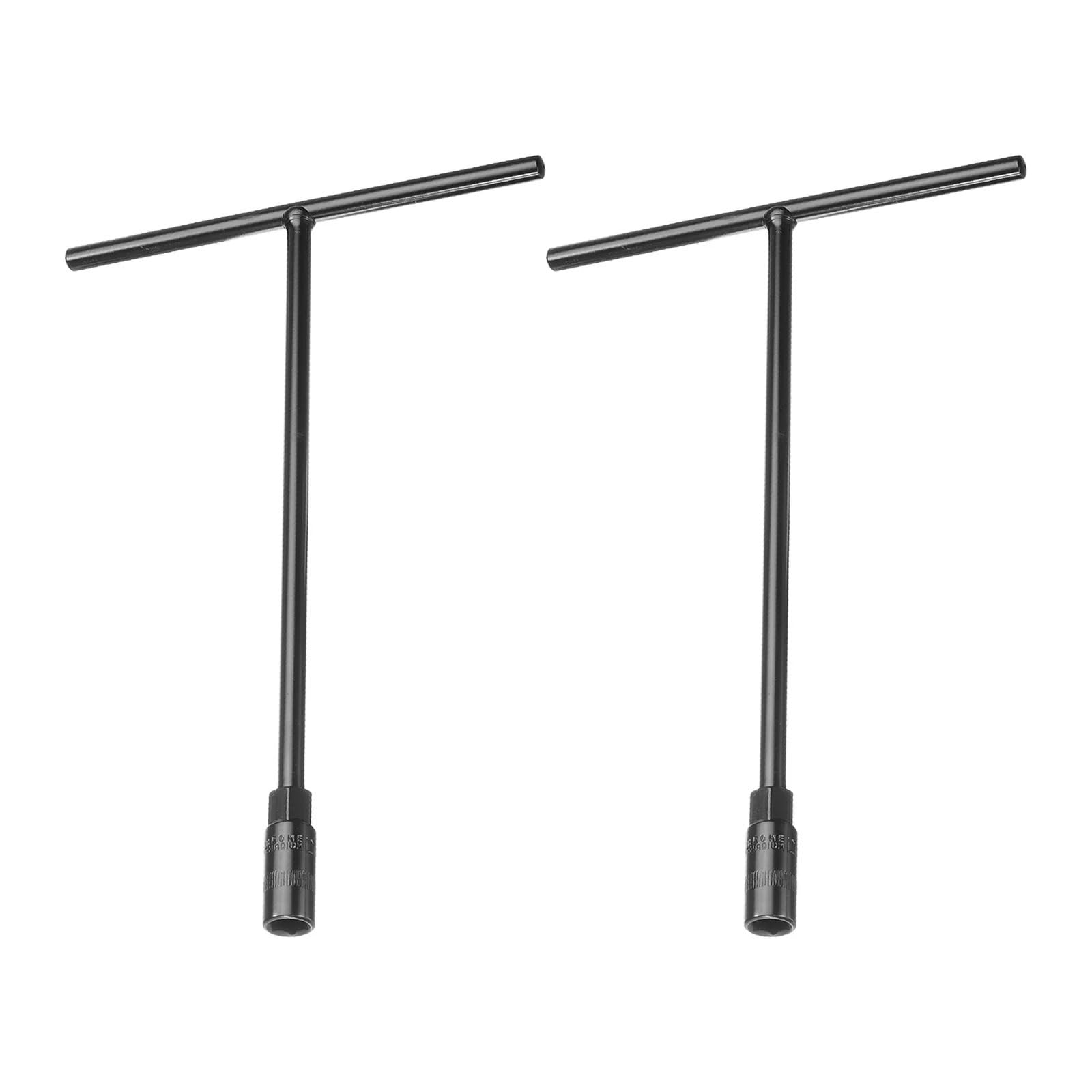 T Griff Zündkerzenschlüssel 1/2pcs T-Handle Metric Socket Wrench 8/9/10/12mm 6-Point Hex Hexagon T-Shape Spanner for Motorcycle Bicycle Car Repair(Black8mm,2pcs)