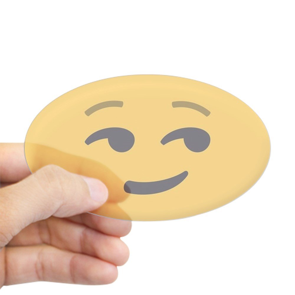 CafePressSmirk Emoji Face Oval Bumper Sticker, Euro Oval Car Decal