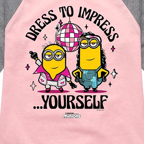 Despicable Me Minions - Dress to Impress Yourself - Toddler & Youth Girls Raglan Graphic T-Shirt3