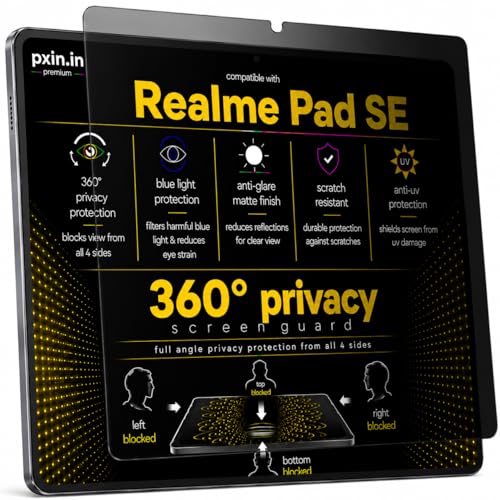 Image of Pxin 360 Pro Privacy Screen guard compatible with Realme Pad SE | Anti Glare | Anti UV | Anti Blue | Anti Reflection | Privacy Filter | Unbreakable Build