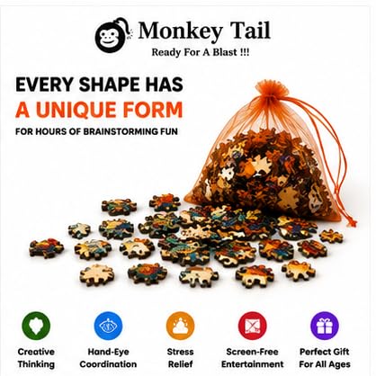 Image of MONKEYTAIL Wooden Jigsaw Puzzle for Adults & Kids, Small Duck Theme | Laser-cut pieces; 3D puzzle box; brain-teaser family game and decorative display