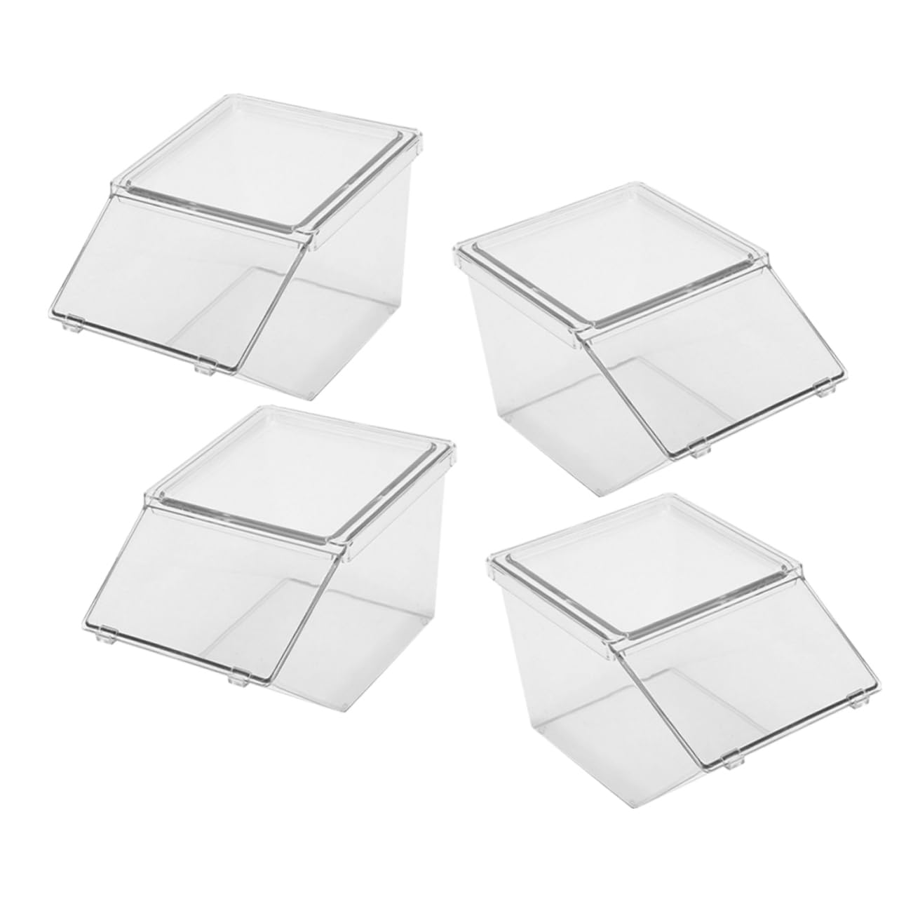 Happyyami 4 Stück Acryl Aufbewahrungsbox für Teebeutel mit Deckel Großer Stauraum und Glatter Oberfläche Stapelbar für Küche und Schreibtisch