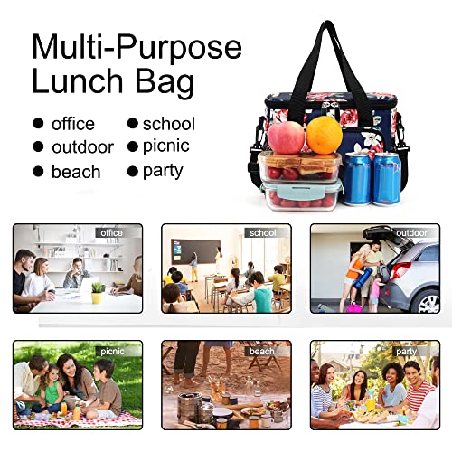 Lunch Bags For Women/Men, Insulated Lunch Bag For Work Office School Picnic - Lunch Cooler Bag Leakproof Lunch Box With Adjustable Shoulder Strap - Floral #TOP6