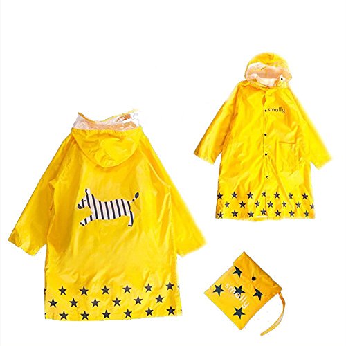GIM Bambini Pioggia Cappotto Unisex Impermeabile Coprizaino Poncho Giacca Protezione con cappuccio per Ragazze & Ragazzi 3 – 12 anni