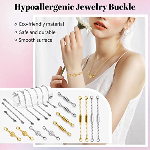 Beinhome 22Pcs Magnetic Jewelry Clasps And Necklace Extenders Gold Silver, Multiple Sizes And Styles Chain Extenders Magnetic Clasps #TOP4